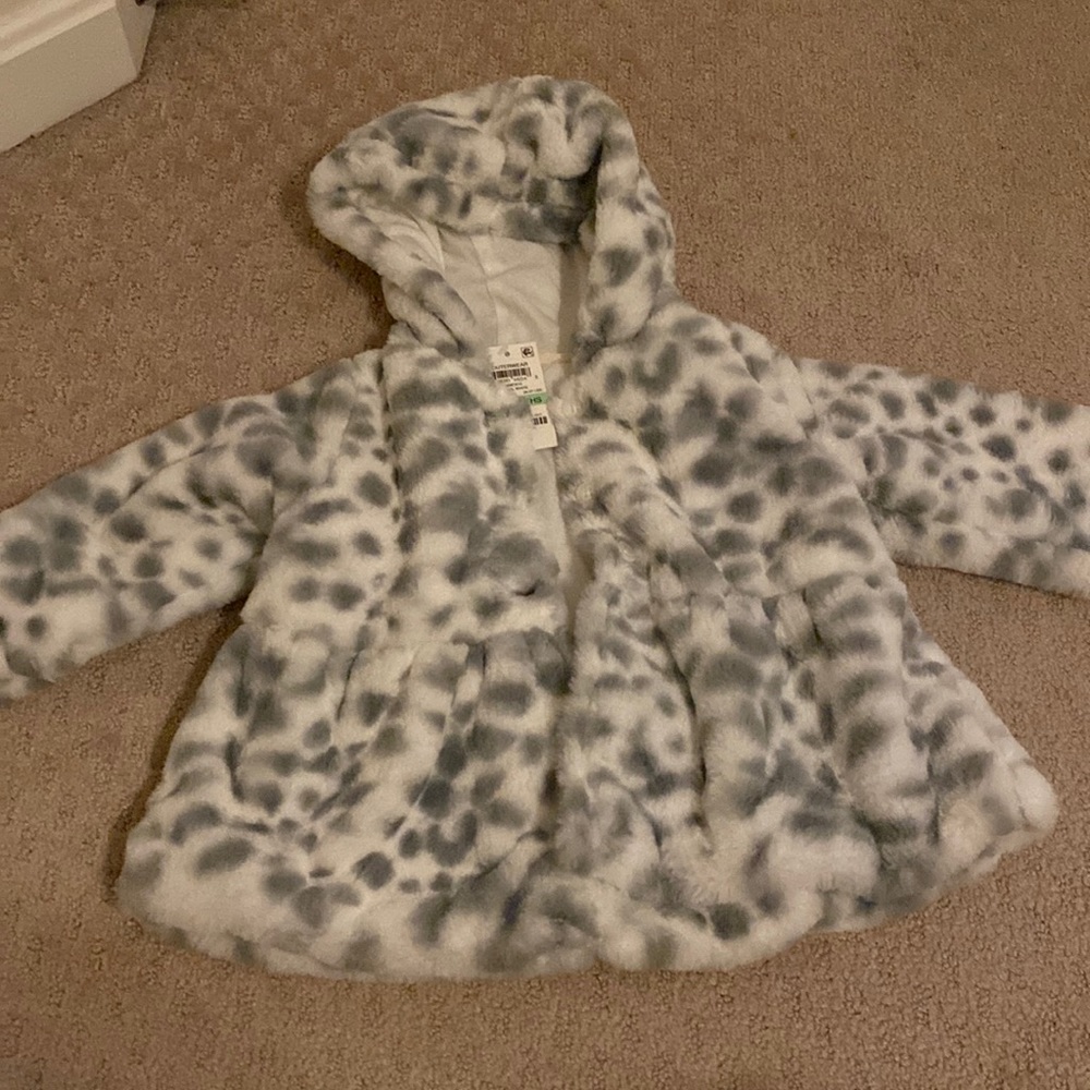 White leopard print coat